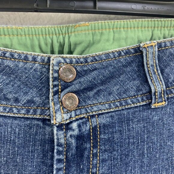 Vtg Y2K Tommy Hilfiger Flare Jeans Low Rise Blue Jr Sz 3 Button Leg Bare back - Picture 11 of 14